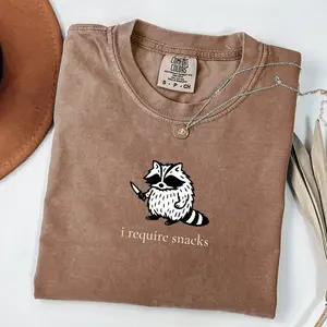 Comfort Colors I Require Snacks Raccoon T-Shirt, Goblincore Animal Lover Gift, Cozy Snack Gremlin Tee