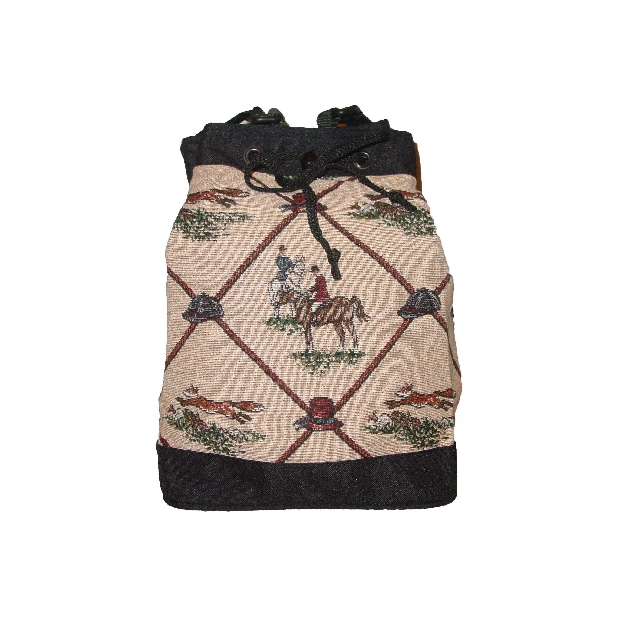 Horse Hunt Scene Fox Hunt Scene Tapestry Drawstring Purse, Equestrian Handbag  #PF001