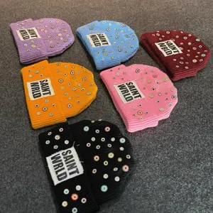 SAINTWRLD Rhinestone Beanies
