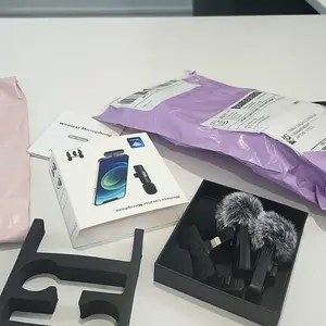 2 pcs Wireless Lavalier Microphones for iPhone, Android, iPad - Mini Wireless Clip-on Microphones Crystal Clear Sound Quality for Recording, Live Streaming,Vlog