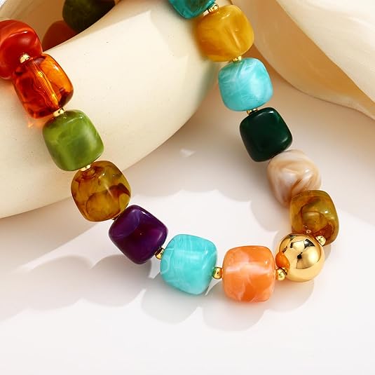 Summer Beach Jewelry Chunky Beaded Necklace for Women Trendy Statement Big Colorful Resin Bead Choker Necklaces Boho Charm Jewelry