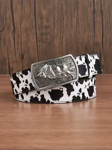 Women's Cow Pattern Metal Buckle Belt, Fashionable Bull Decor Western Belt for Jeans & Dress, Casual Waistband for Daily Use