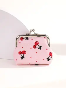 2026 New Cherry Pattern Kiss-Lock Coin Purse for Women, Cute Small Storage Wallet for Daily Accessories, Perfect Valentine's Day Gift for Wife
