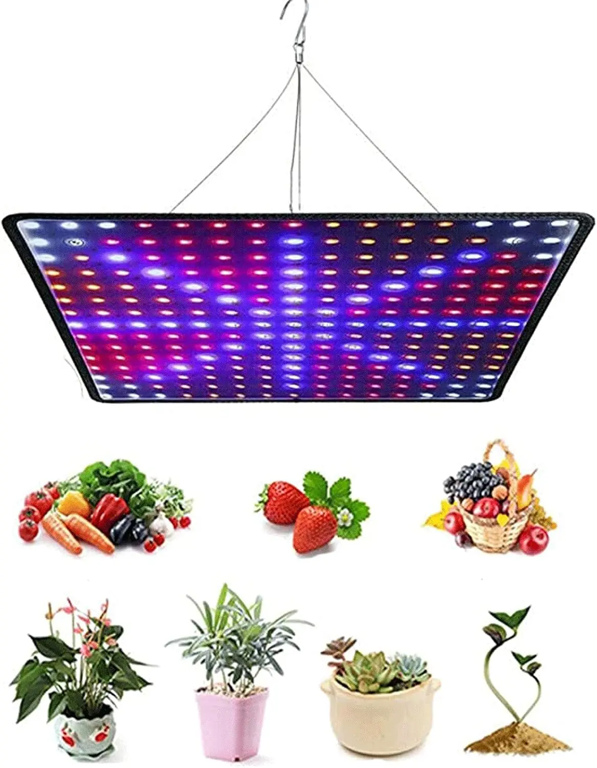LED Grow Light Panel Full Spectrum Lamp for Indoor Plants | with White Blue Red UV IR LEDs for 4x4ft Coverage Grow Tent Greenhouse Veg and Bloom Seedlings Hydroponics, Succulents, Growing Lights