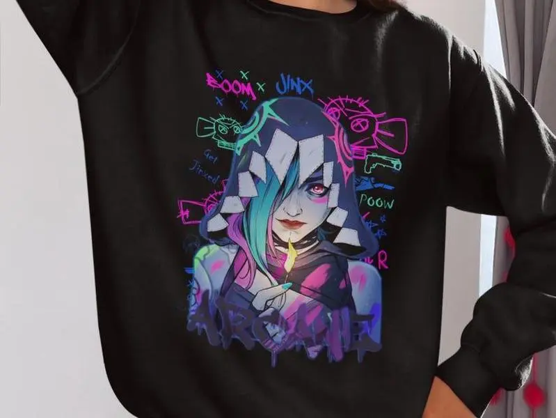 Gift for gamer Arcane Jinx sweatshirt Gift for her Gift for friends Funny gift Anime Unisex sweatshirt