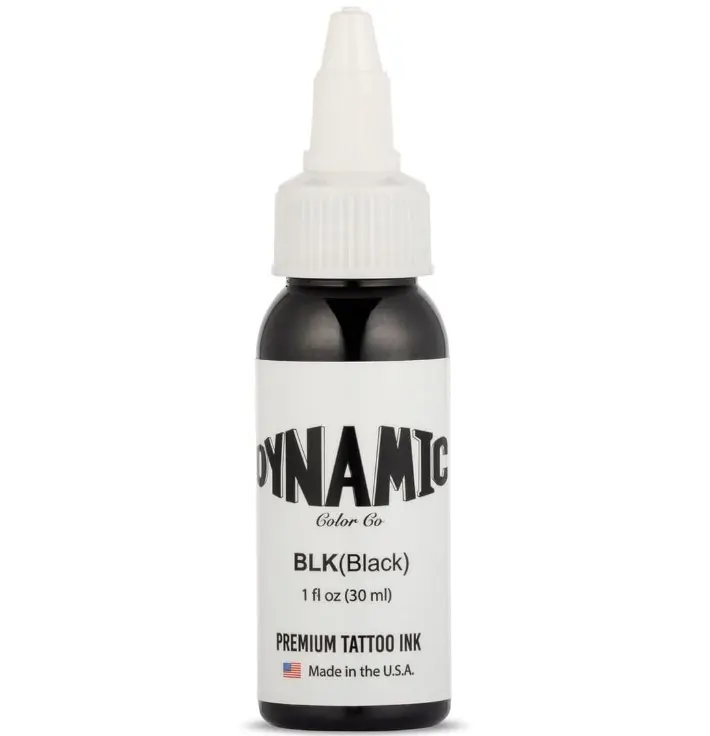 Dynamic Color Co. - Black Tattoo Ink, Long Lasting Vivid Color, Sterilized, Made in USA, Since 1990 (1 oz Bottle)