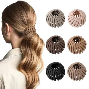 AWAYTR 6Pcs/Set Bird Nest Hair Claw Clips Horsetail Holder Hair Clips for Women Girls Bird Nest Expanding Hair Bun Hair Accessories TikTokShopBlackFriday