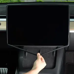 Car Center Console & Rear View Mirror Screen Protective Frame Kit, Silicone Car Center Console Screen Protector Ring, Car Interior Decorative, Suitable for Tesla Model 3/Y