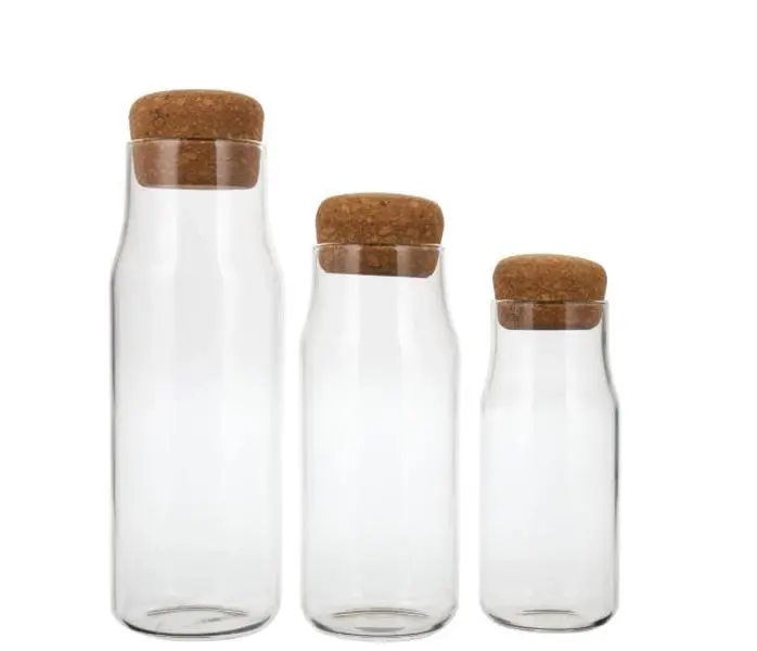 3-Piece Airtight Glass Canister Set with Cork Tops, 3.25in Opening, 20oz & 13oz Containers, Home Organizer Jars with Airtight Seal for Witches’ Kitchen Countertop, Stores Grains, Herbs, Crystals & Charms Freshly