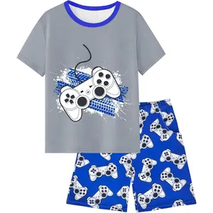 L-NG008 Boys Pajamas Big Boys Summer Short Sleeve PJ Set Kid Sleepwear Boys Pajamas Size 8-14