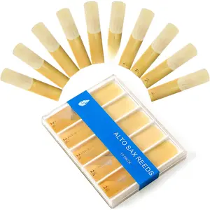 Alto Saxophone Reeds 10 Pack, Strength 2.5, Traditional Alto Sax Reeds with Portable Case, Thinner Reed Tip & Unfiled Cut Design, Reeds for Alto Saxophone Beginners & Students