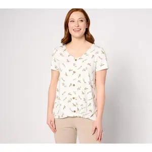 Cuddl Duds Flexwear Short Sleeve Top with Twist Front