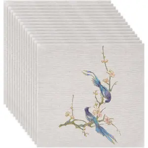 20 Sheets White Square Embroidery, 9.8x9.8 inch Embroidery Cloth Needlework for Garments Crafts Accessories