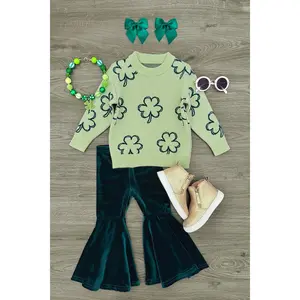 Shamrock Sweater Velvet Bell Bottom Set
