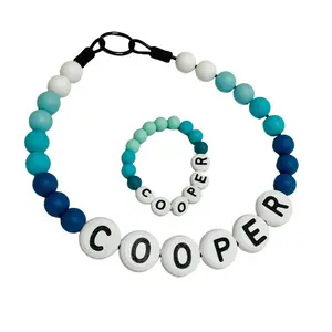 BFF Pet Collar Teal Ombre- Inspired by our favorite Friendship Bracelets, CUSTOMIZE with your pets name! Order includes a matching bracelet for you!