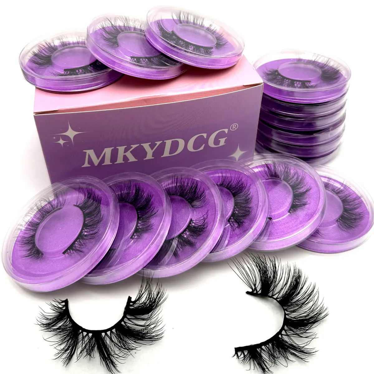 New 3D Faux D-Curl Volumized Curved False Eyelashes - 16 Pairs Mixed 3 Styles, Soft Fluffy Thick, DIY Dolly Eyes False Eyelashes & Adhesives for Bulk Wholesale Natural Makeup