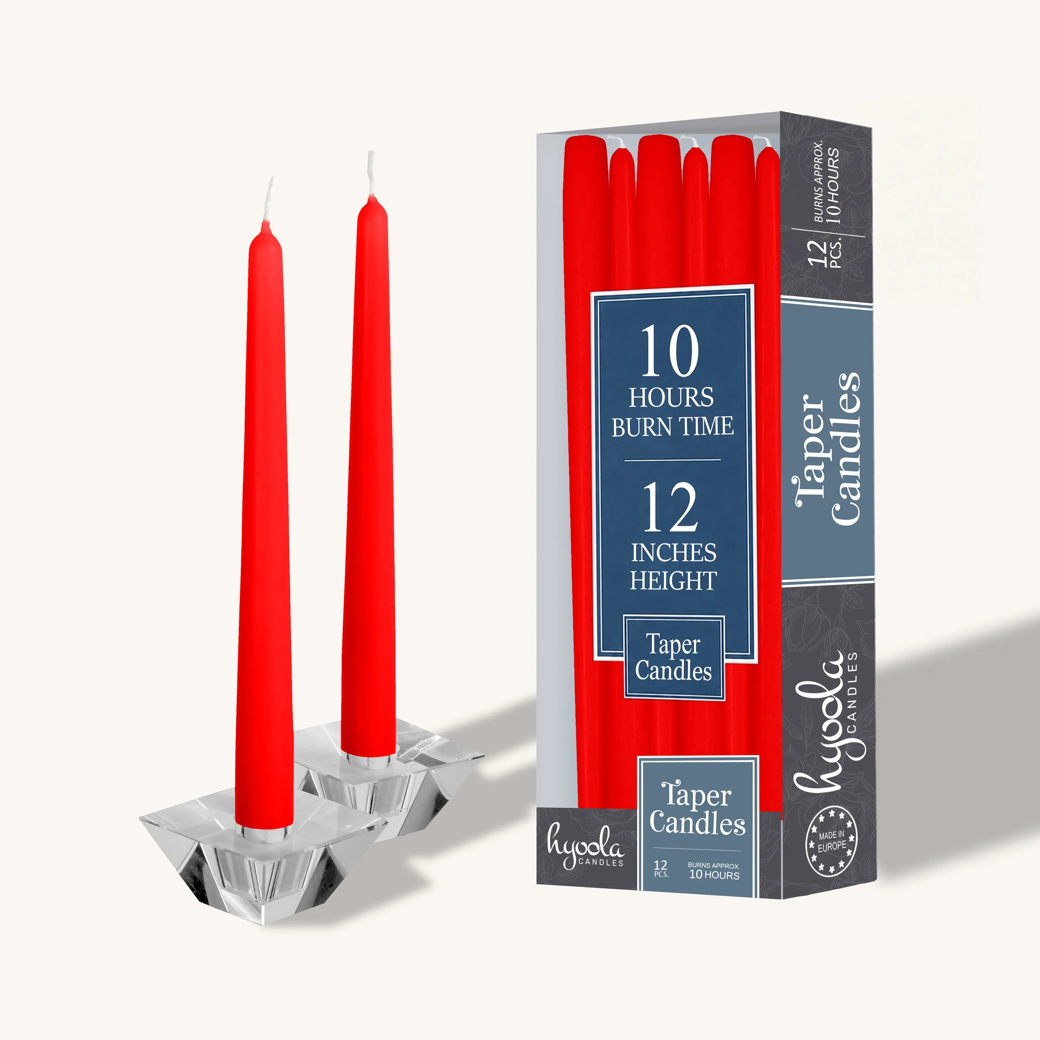 Red Taper Candles – 12-Inch, 12-Pack, Unscented & Dripless