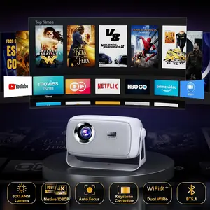 [US Warehouse] Mother's Day Gifts 2026 X4 Projector - 800 ANSI Lumens, Android 11.0, Dual Wi-Fi 6, 4K Decoding, Autofocus, 180° Rotation, 150-Inch Display, Built-In Audio, Free Screen Mirroring, HD Audio Device, Remote Control, Portable Home Theater, Tabl