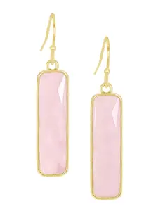 Rose Quartz Rectangle Drop Earrings, Handmade Jewelry, Gift For Her, Gemstone Jewelry, Unique Earrings