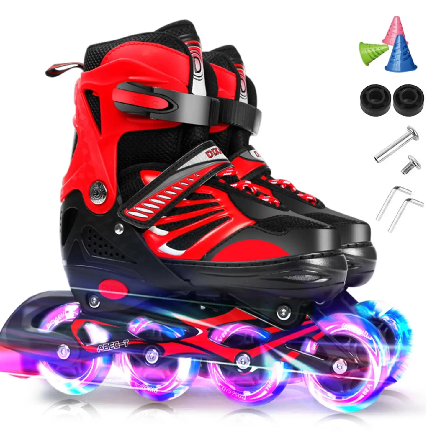 4 Size Adjustable Roller Red Size (10c-13c) Inline With Kids And Inline Wheels Kids Roller Red Size With Wheels Kids