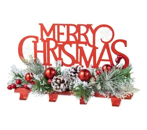 Glitzhome 14.5' 'L MERRY CHRIST MAS Stocking Ho lder For 4