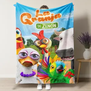 La Granja de Zenón Character Collage Flannel Blanket – Vibrant Farm Animal Print, Ultra Soft Throw for Young Fans & Kids' Room Decor