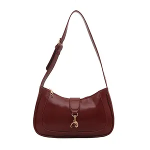 Women's Retro Vintage Zipper Shoulder Bag Adjustable Strap Elegant Underarm Purse Hobo Handbags