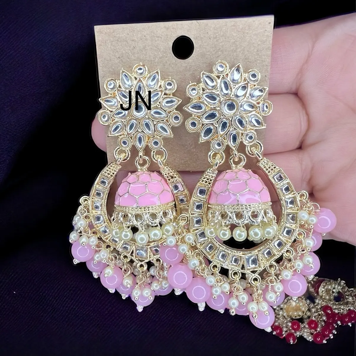 Beautiful Meenakari Jhumka Earrings - Traditional Indian Design