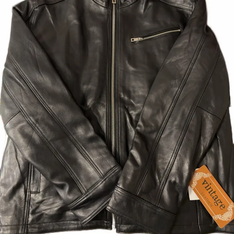 Men's Classic Vintage Leather Jacket, Long Sleeve Casual Outerwear Coat, Timeless Menswear Style for All Occasions, Coats