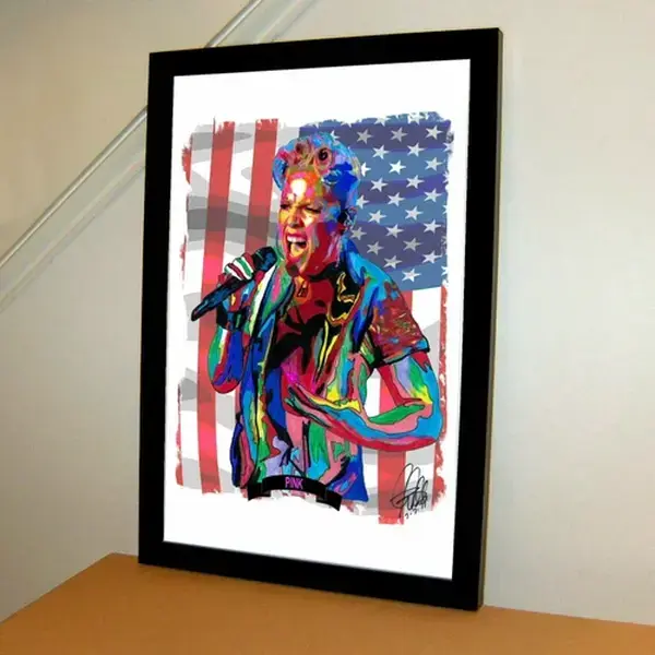 Pink Singer Pop Music Poster Print Wall Art