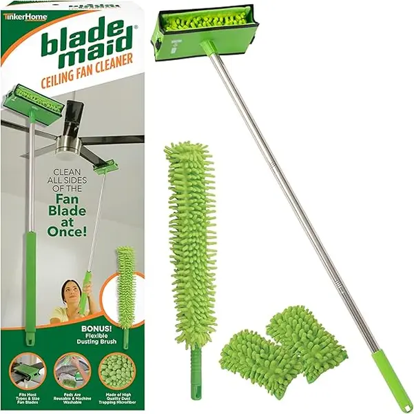 Blade Maid Replacement Microfiber Pads (Pack of 2) - Reusable, Machine Washable Fan Blade Cleaner Heads, Corner Cleaning Tool for 3 ft Length Extendable Pole High Ceilings Cleaners, 4.9"x7.7" Home Cleaning Supplies
