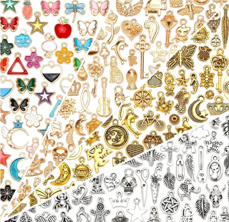 SANNIX 200Pcs Charms for Jewelry Making, Assorted Enamel Charms, Mixed