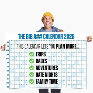 2026 Dry-Erase Wall Calendar, Includes 100 Sticky Notes in 5 Colors & 2 Pens, Oversized Annual Planner for Home, Office, School