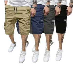 Men’s Cargo Shorts 4-Piece Set (Gray/Black/Blue/Khaki) — Angled Pockets — Versatile Casual Wear — Suitable for Everyday Use