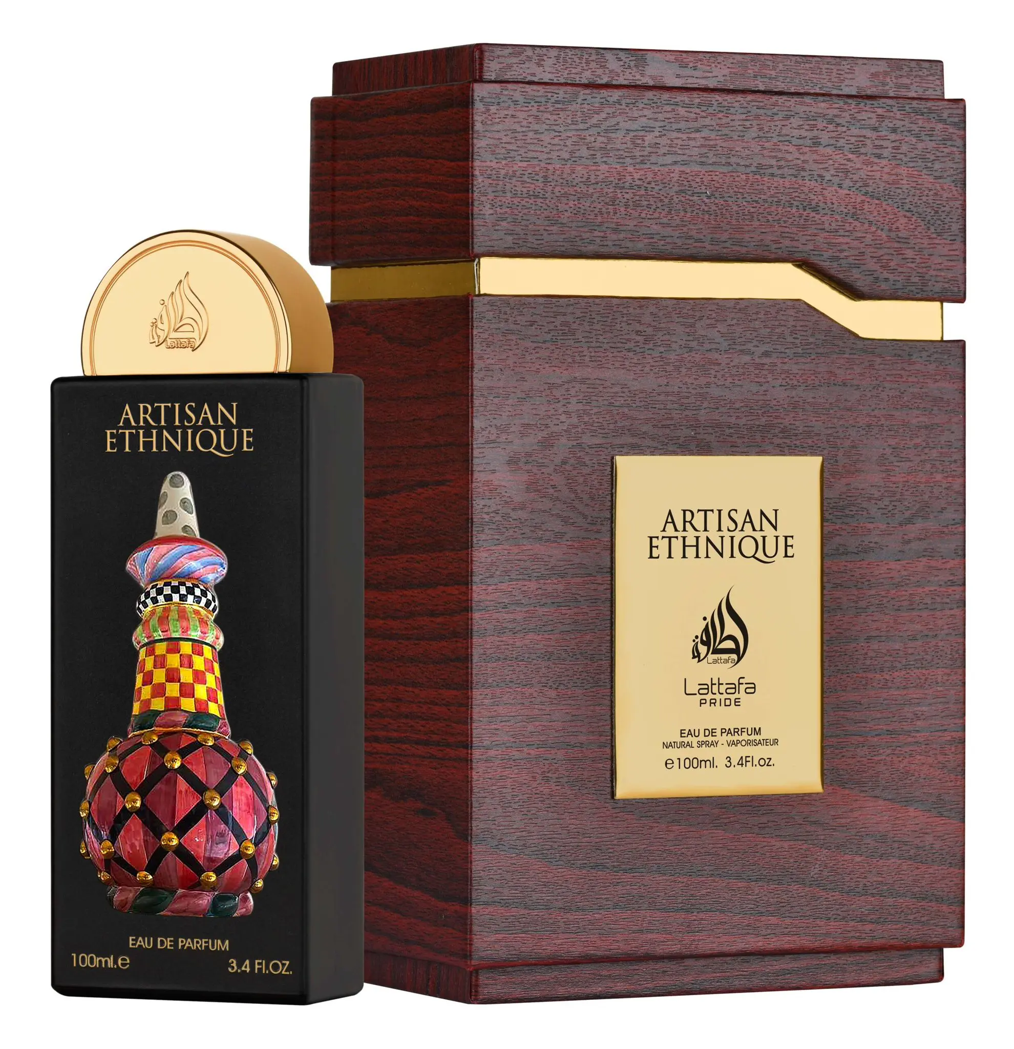 Lattafa Artisan Ethnique Unisex EDP Spray - 3.4oz(100ML) Limited Edition Alcohol-Based Amber Vanilla Fragrance, Cinnamon Top Notes, Elegant Packaging, Unique Blend, Chocolatey Unisex Fragrance, Single Item