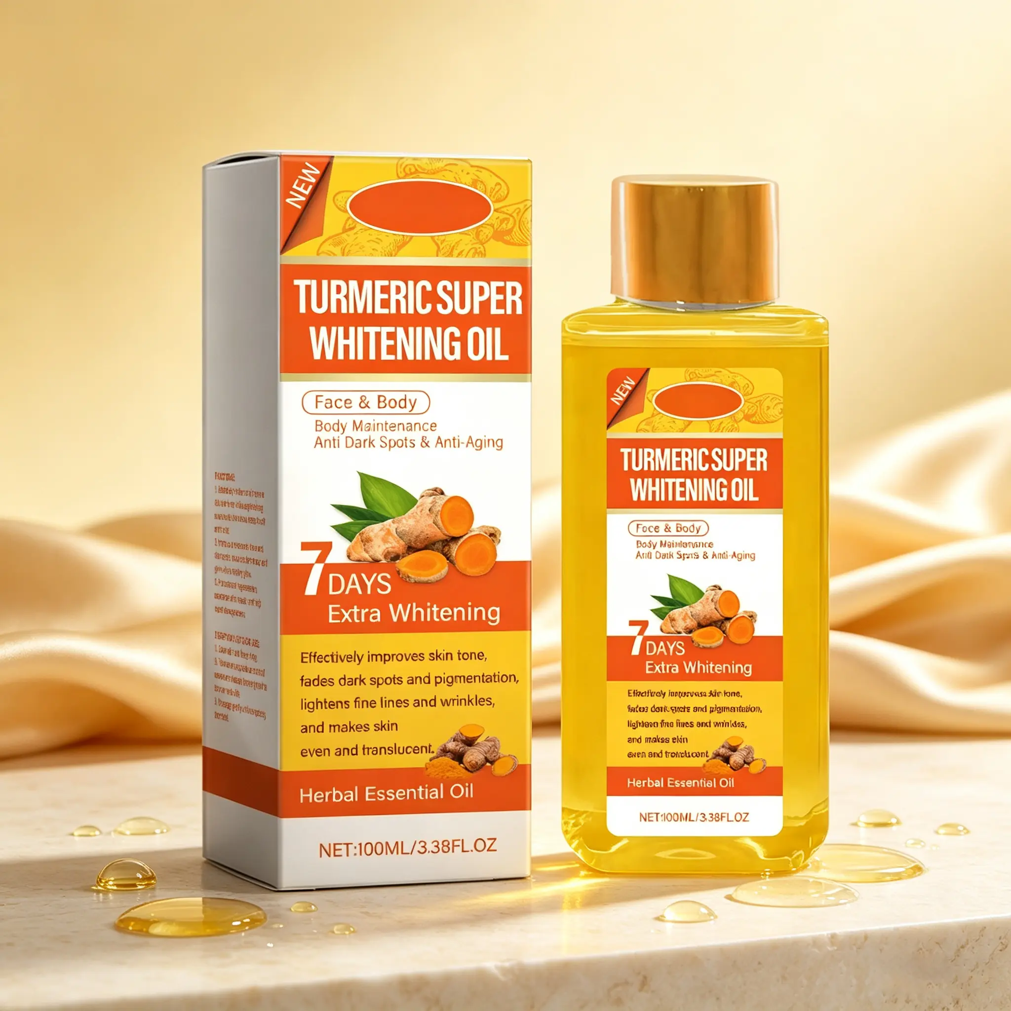 Turmeric Body Oil with Vitamin E, Lightweight Moisturizing Body Oil for Daily Body Care, Fast-Absorbing Skin Care Oil for Soft, Smooth-Looking Skin
