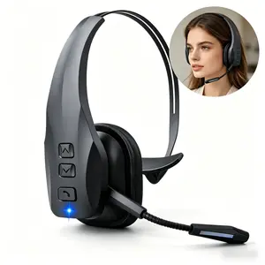 DH15 Wireless Trucker Over-Ear Bluetooth Headset with Mic, Dual Noise Cancellation Microphone, Mute Button, 55Hrs Battery Life, Adjustable Electronic Audio Headphones for Cell Phones & Computers, Wireless Headset