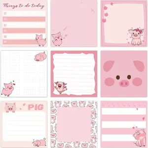 9pcs Piggy Sticky Notes, Cute Self-Adhesive Notepad, Office Decorations, Ideal for Students & Teachers, Portable Office Supplies