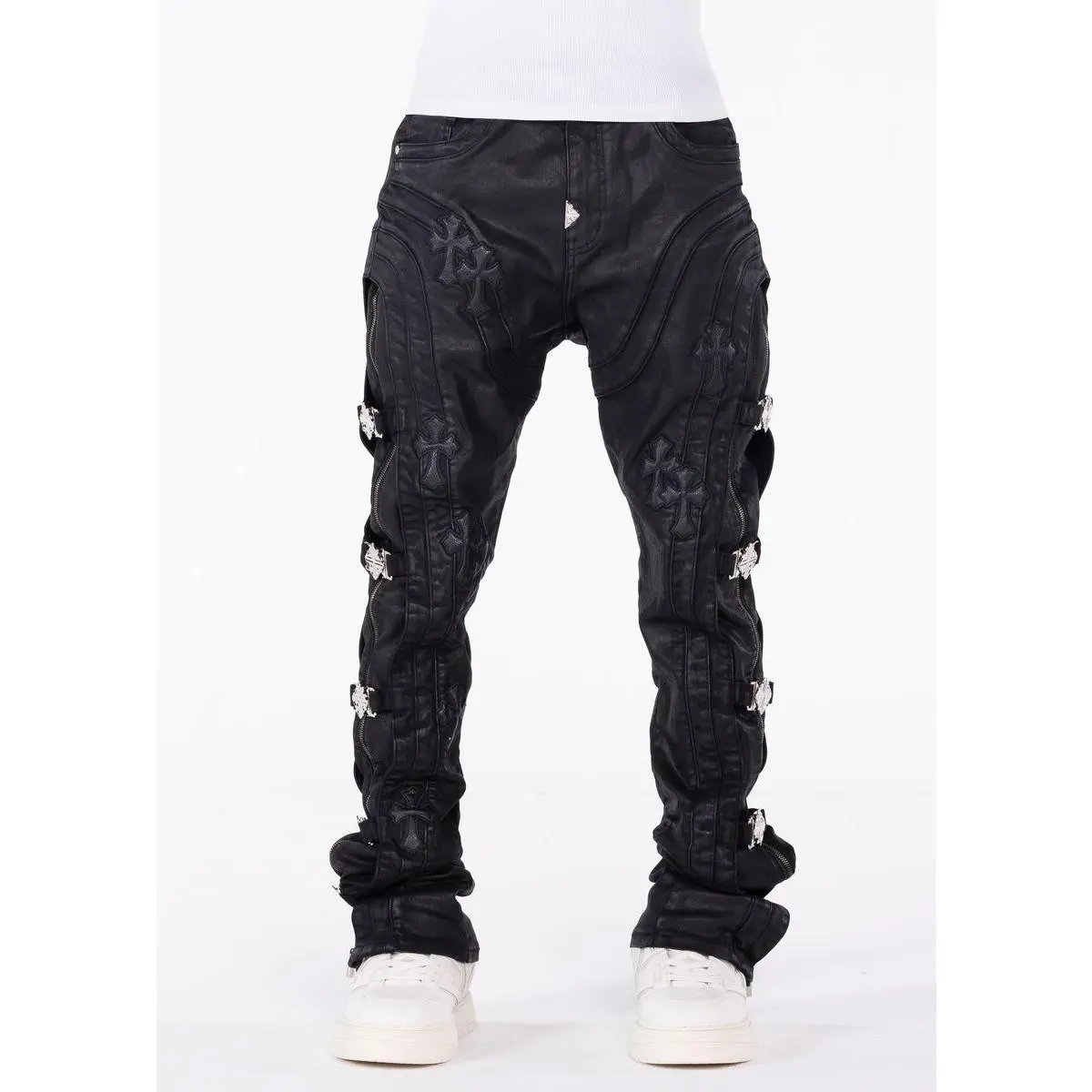 Guapi 'Black Cross Buckle' Stacked Premium Denim