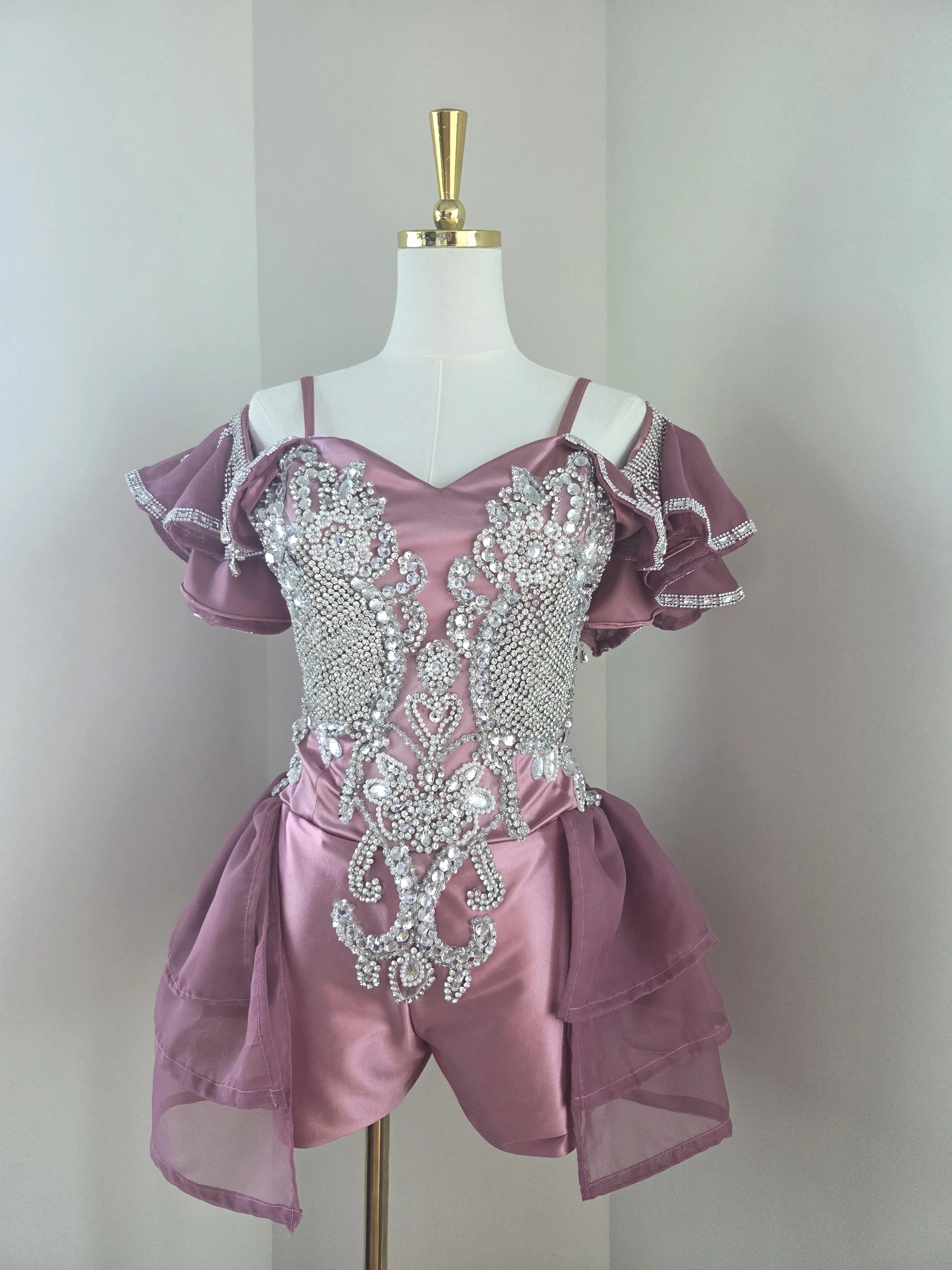 Women's Dusty Rose Quinceanera Surprise Dance Costume Bottoms, Womenswear Special Occasion Attire