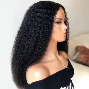 [3 in 1 Half Wig] Kinky Curly Glueless Human Hair Wig Bling Hair Full Machine Made Wigs 180 Density for Women 100% Unprocessed Brazilian Virgin Hair