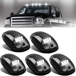 DIBMS Smoke Lens Rooftop Cab Clearance Light Kit for Pickups, Ford, Dodge, Ram, GMC, Toyota, Vans, SUV & POV Vehicles - 5 White LED Lights