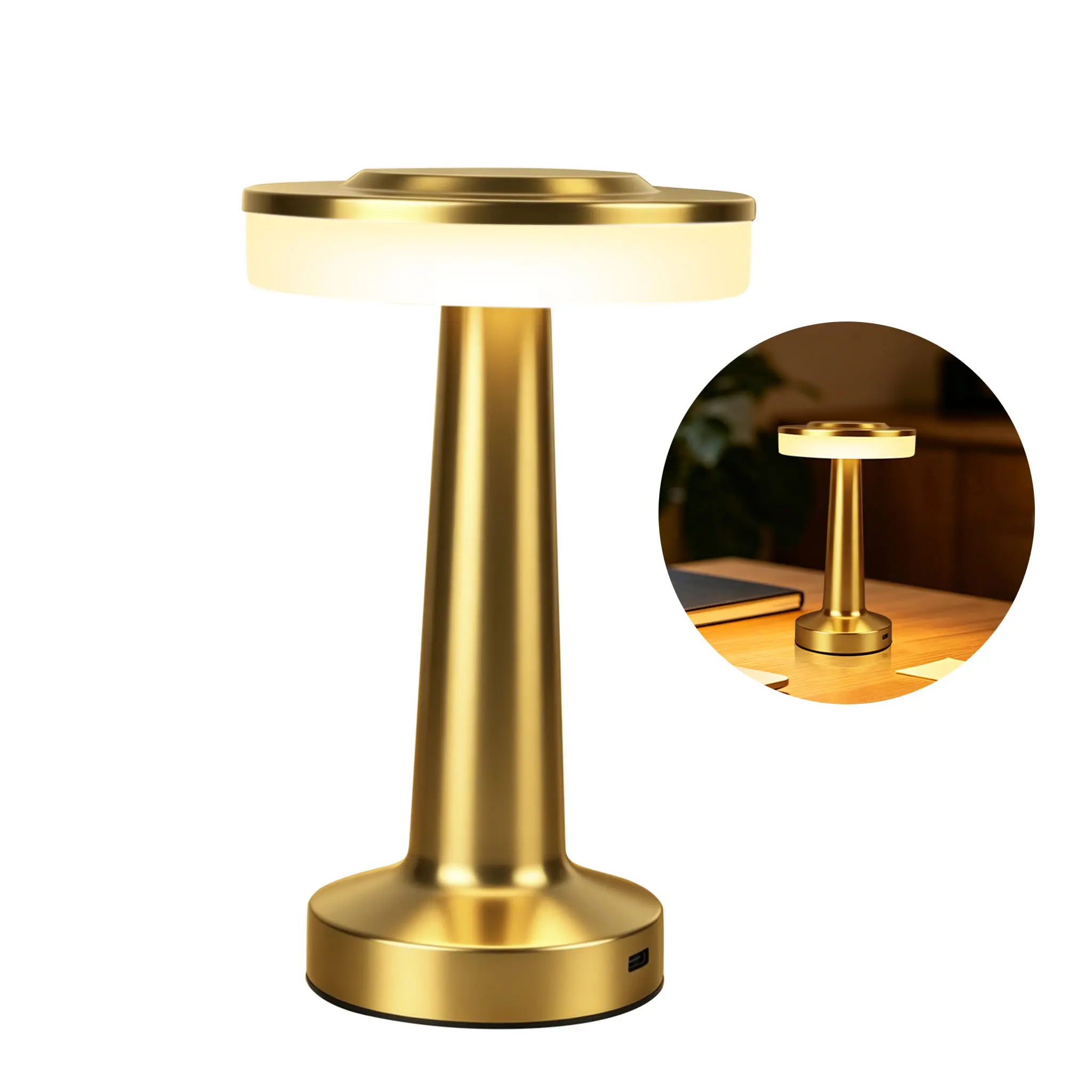 3-Level Adjustable Touch-Control Gold Table Lamp — Portable LED Desk Light, Touch-Sensor Bedside Lamp, Children's Night Light — Supports Stepless Dimming | Bedside Lamp, Room Decor, Cozy Vibes, Ambient Light, Room Essentials Decorative Lamp Cozy Indoor Li