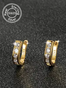 S925 Sterling Silver U-shaped Earrings, Fashionable Earrings for Women & Girls, Trendy All-match & Exquisite Jewelry for Birthday Gift