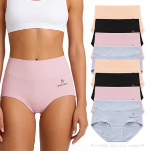 Women's High Waist Cotton Underwear in Muti-packs: 4pcs, 8pcs, - Hipster Style, Full Coverage Soft Ladies Briefs , Breathable Womenswear, Solid Seamless Panties outdoorfun
