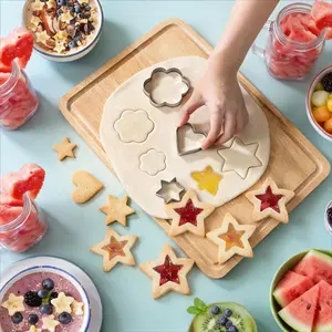 20PCS Stainless Steel Cookie & Fruit Cutters Set, Baking Tools, Ideal for Cocktail Garnish, Valentine's Day, Parties & Holidays, Heart, Star, Flower & Unicorn Shapes Baking Molds for Fondant, Vegetables & Sandwiches, Kitchen Gadgets & Accessories