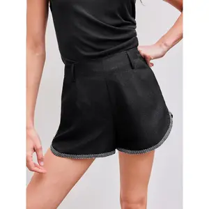 Cider [size 2-10] Glitter Contrasting Binding Mid Rise Pocket Shorts