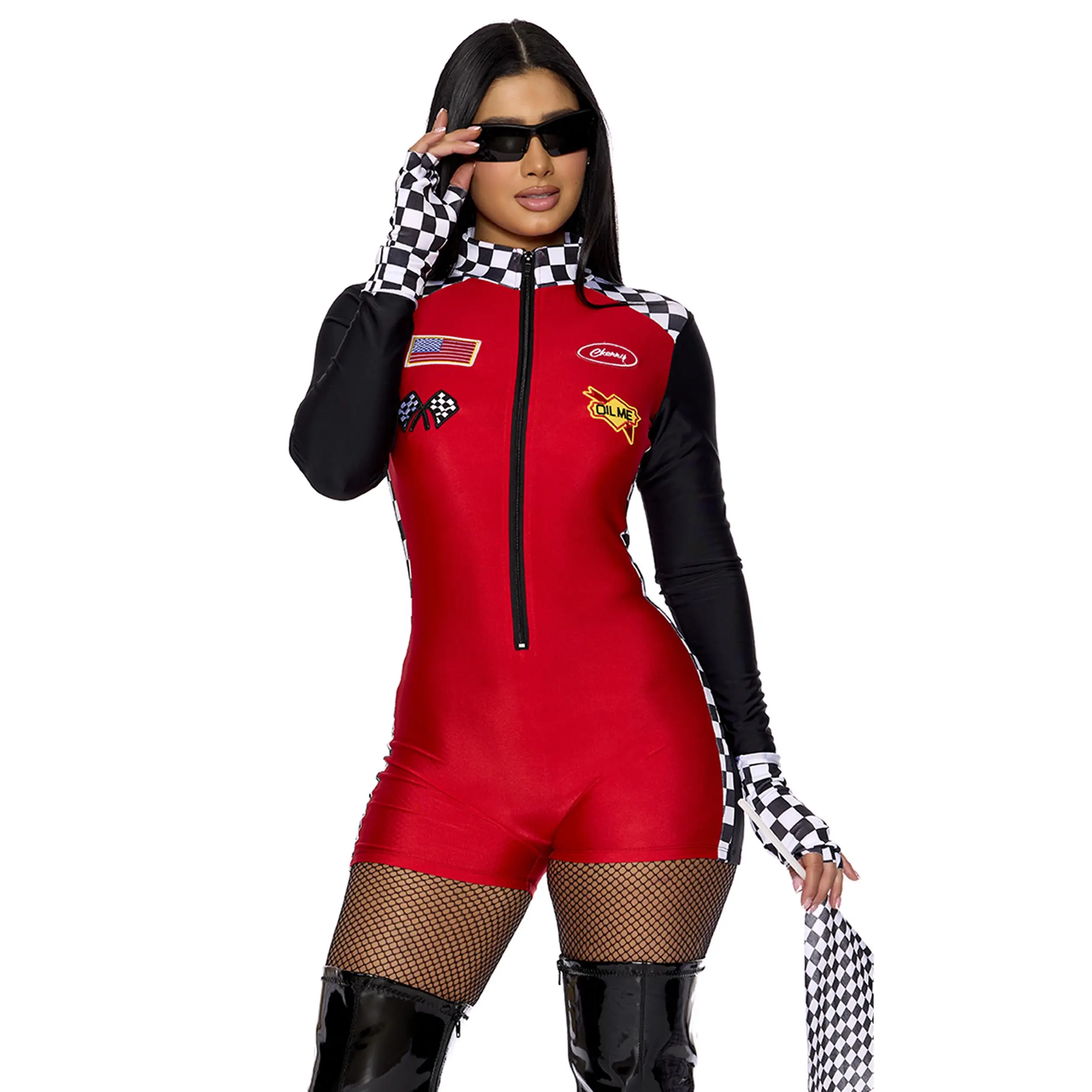 Forplay Women's Halloween Left Turn 3-Piece Women's Racer Costume