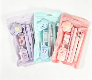 Cute Flower Stationery Set , Kawaii Pastel School Supplies Kit with Gel Pens Pencil Sharpener Eraser Box, Aesthetic Back to School Writing Kit for Girls Kids Classroom Office Daily Use