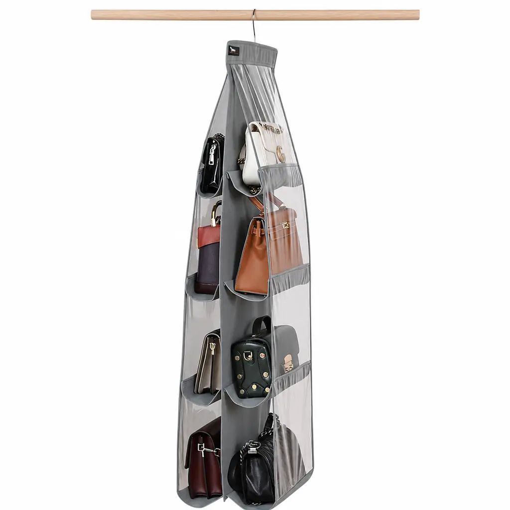 Hangable Transparent Handbag Organizer, for Home Bedroom Wardrobe Bag Daily Management, Multi-Layer Purse Storage Pouch, Space Optimizing Closet Organizer with Clear Visual Design